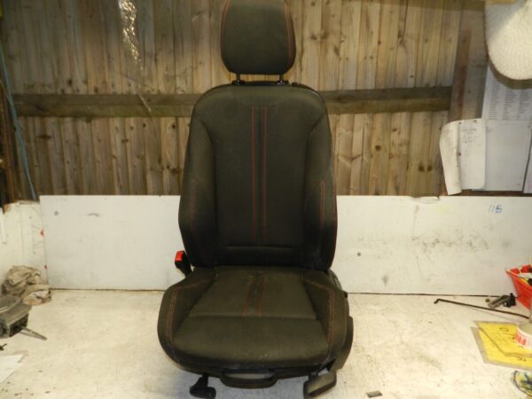 2014 BMW 1 SERIES F21 118D. PASSENGER FRONT SEAT CLOTH BLACK WITH RED STITCHING