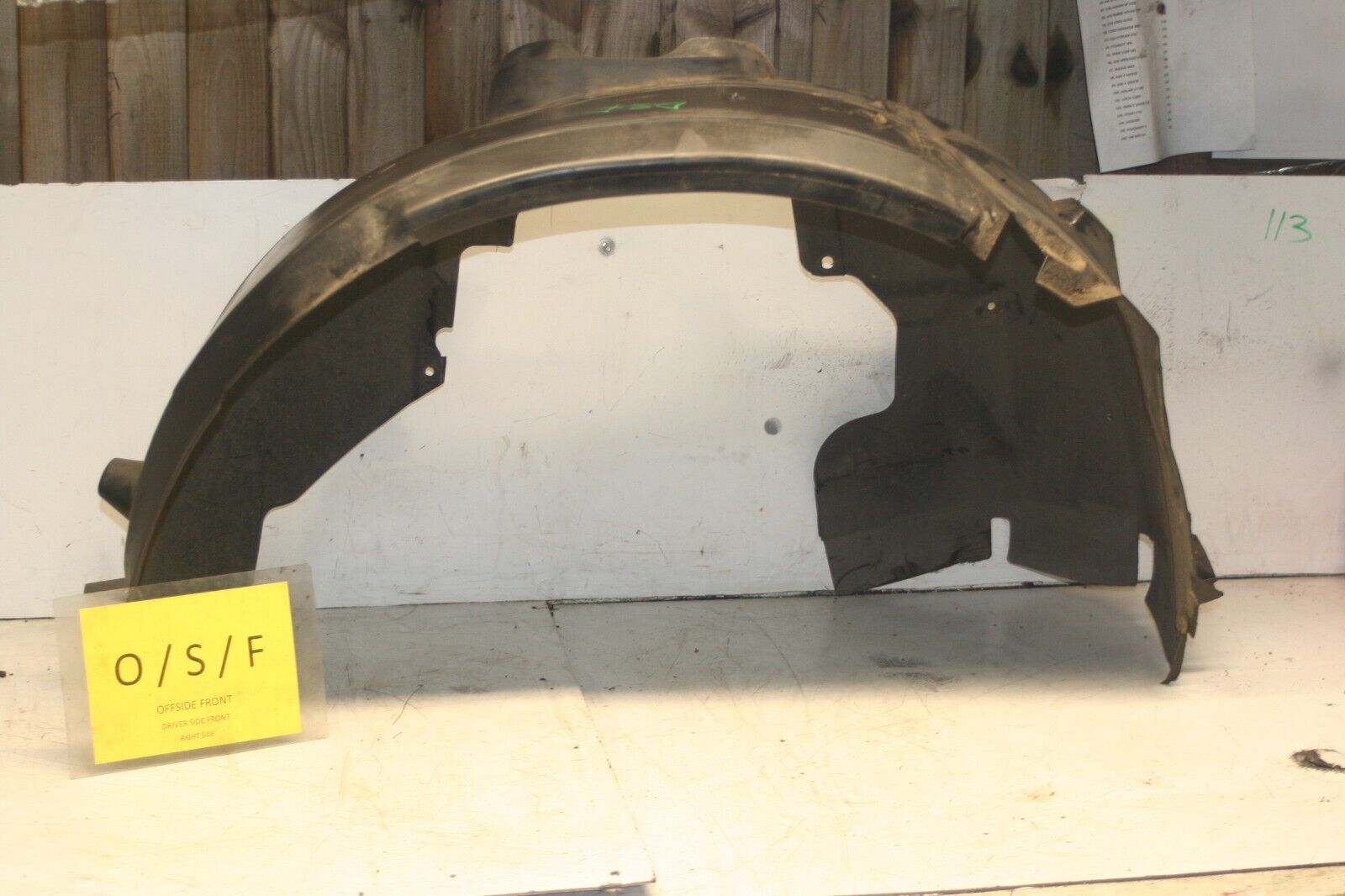 2014 FORD FOCUS MK3. DRIVER SIDE FRONT WHEEL ARCH LINER