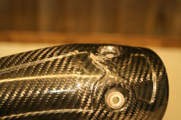 2020 KAWASAKI NINJA 125 CC. EXHAUST GUARD CARBON FIBRE SCUFFED SHIELD - Image 3