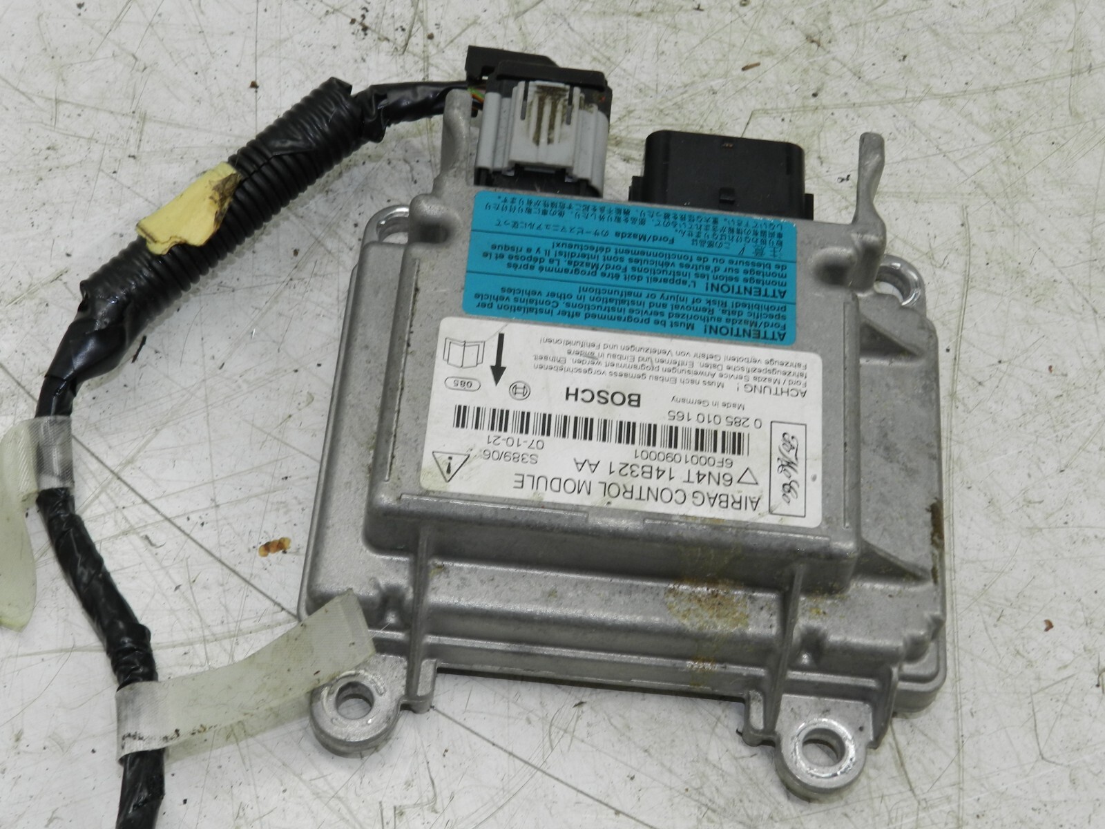 2008 FORD FOCUS CC CONVERTIBLE. AIR BAG MODULE ECU 6N4T14B321AA