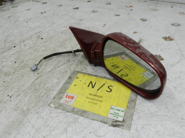 (138) 1998 HONDA ACCORD MK6. DRIVER SIDE WING MIRROR IN RED BAD PAINT