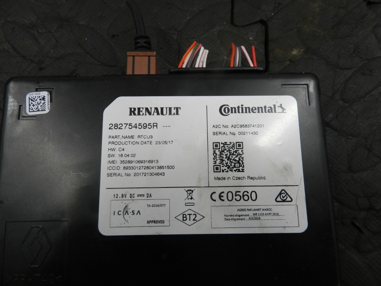 180. 2018 RENAULT KOLEOS MK2. 282754595R ECU TELEMATICS CONTROL MODULE - Image 3