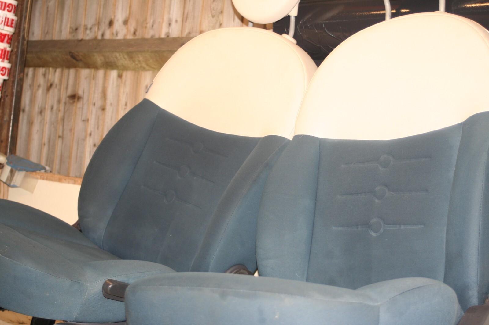 2008 FIAT 500. 1.2 PETROL. FRONT SEATS BLUE + CREAM - Image 2