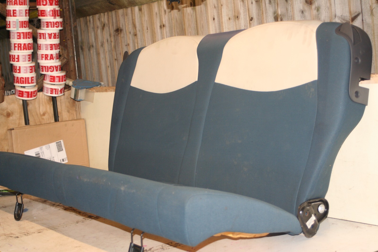 2008 FIAT 500. 1.2 PETROL. REAR SEATS BLUE + CREAM - Image 2